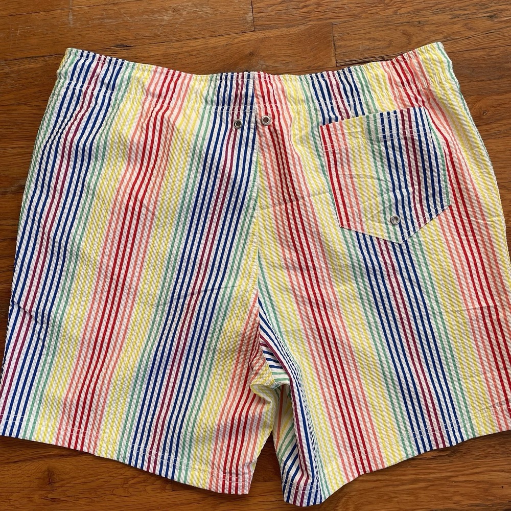 Lands' End Men's Lined 8" Seersucker Volley Swim Trunks Size XL $50 FLF114